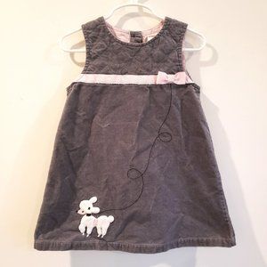 Gymboree Poodle Dress 1950s Style Skirt Grey Corduroy Pink Ribbon Size 3T